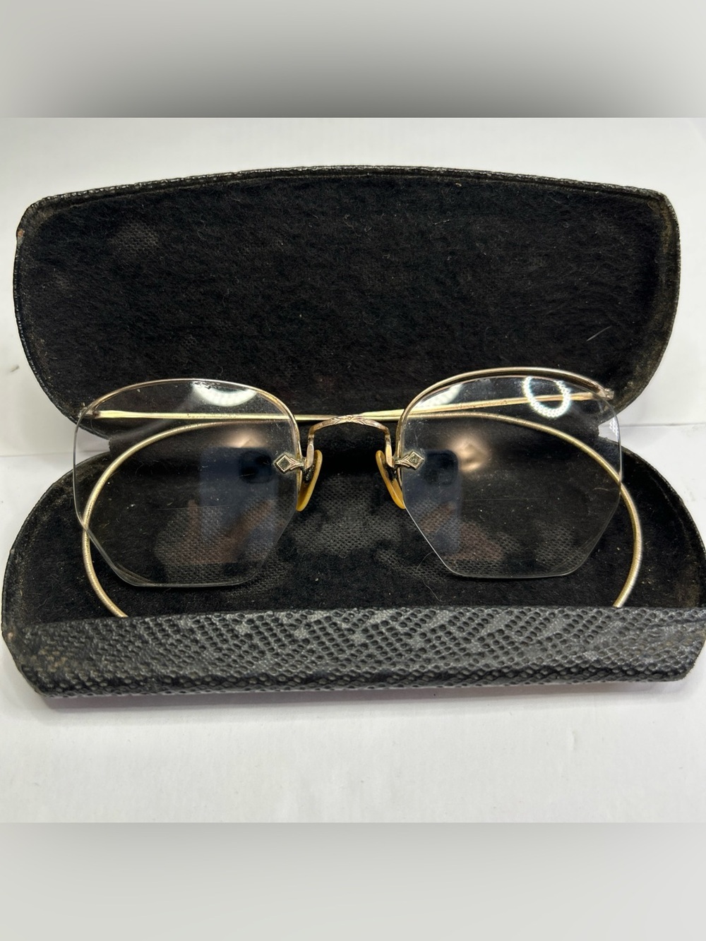 Antique Durex GF glasses frames with hard case